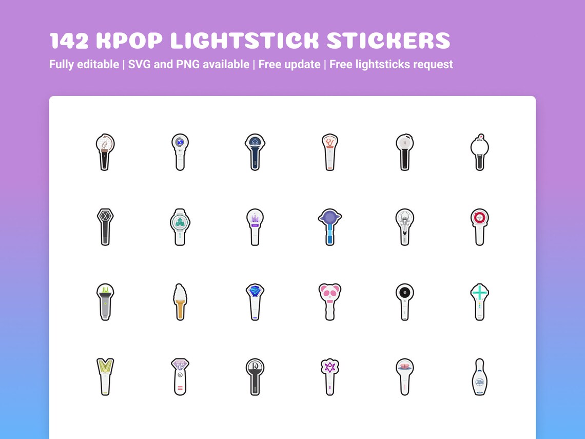 Kpop Lightstick Stickers Set SVG Etsy