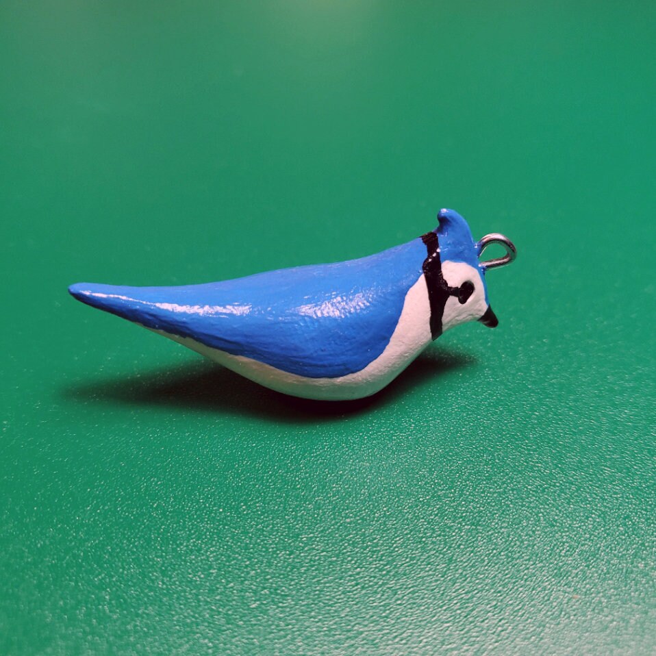 Blue jay bird clay charm Etsy