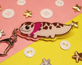 Gecko keychain brown and white gecko acrylic keychain brown gecko gifts for reptile lovers gifts for gecko mom gecko dad