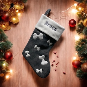 Personalisierter Haustier-Weihnachtsstrumpf - Benutzerdefinierte Hunde- und Katzenstrumpf, besticktes Weihnachtsgeschenk für Haustiere