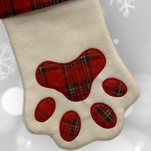 Paw Stocking Cat Stocking Dog Stocking Personalized Christmas Stocking Pet Stocking Plaid Pet Stocking image 7