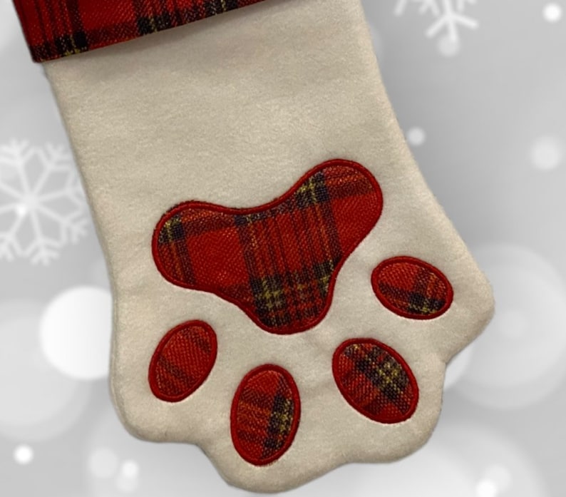 Paw Stocking Cat Stocking Dog Stocking Personalized Christmas Stocking Pet Stocking Plaid Pet Stocking image 7
