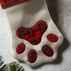 Paw Stocking Cat Stocking Dog Stocking Personalized Christmas Stocking Pet Stocking Plaid Pet Stocking image 3