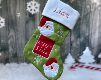 Letter to Santa Green Stocking - Christmas Stocking - Personalized Christmas Stocking - Christmas Decor - Personalized Christmas Stockings