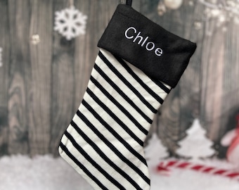 Knitted Stocking - Personalized Christmas Stocking - Black Stocking - Christmas Decor - Black Christmas Stocking