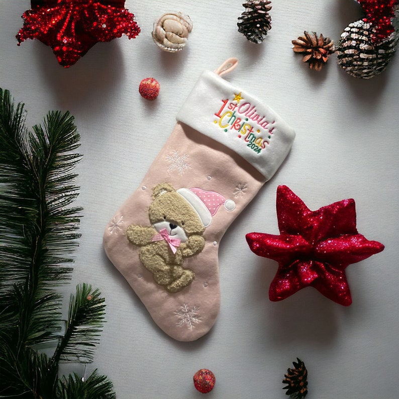 Baby Christmas Stocking Embroidered Stocking First Christmas Stocking 2024 1st Christmas Stocking 2024 First Stocking image 1