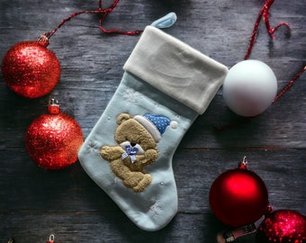 Baby Blue Christmas Stocking - Baby Boy Xmas Stocking - First Christmas Stocking - 1st Christmas Stockings