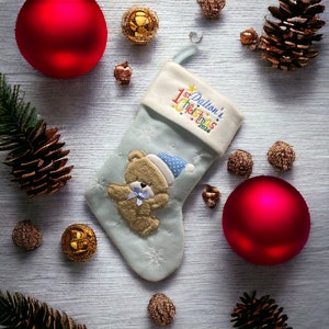 Baby Christmas Stocking 2024 Embroidered Stocking First Christmas Stocking 1st Christmas Stocking 2024 First Stocking Baby Stocking image 1