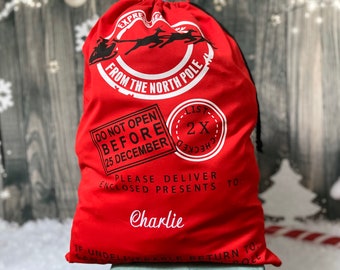 Jolly Red Santa Sack - Personalized Santa Sack - North Pole Sack - Premium Santa Sack - Heavyweight Santa Sack - Christmas Sack