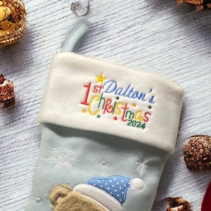 Baby Christmas Stocking 2024 Embroidered Stocking First Christmas Stocking 1st Christmas Stocking 2024 First Stocking Baby Stocking image 2