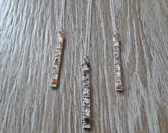 Herkimer Diamond Wire Wrapped Vertical Bar Pendant Necklace Silver