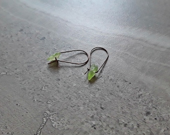 Raw Peridot August Birthstone Modern Hoop Earrings Copper