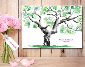 Wedding Tree hand painted canvas wedding tree fingerprint picture guest book