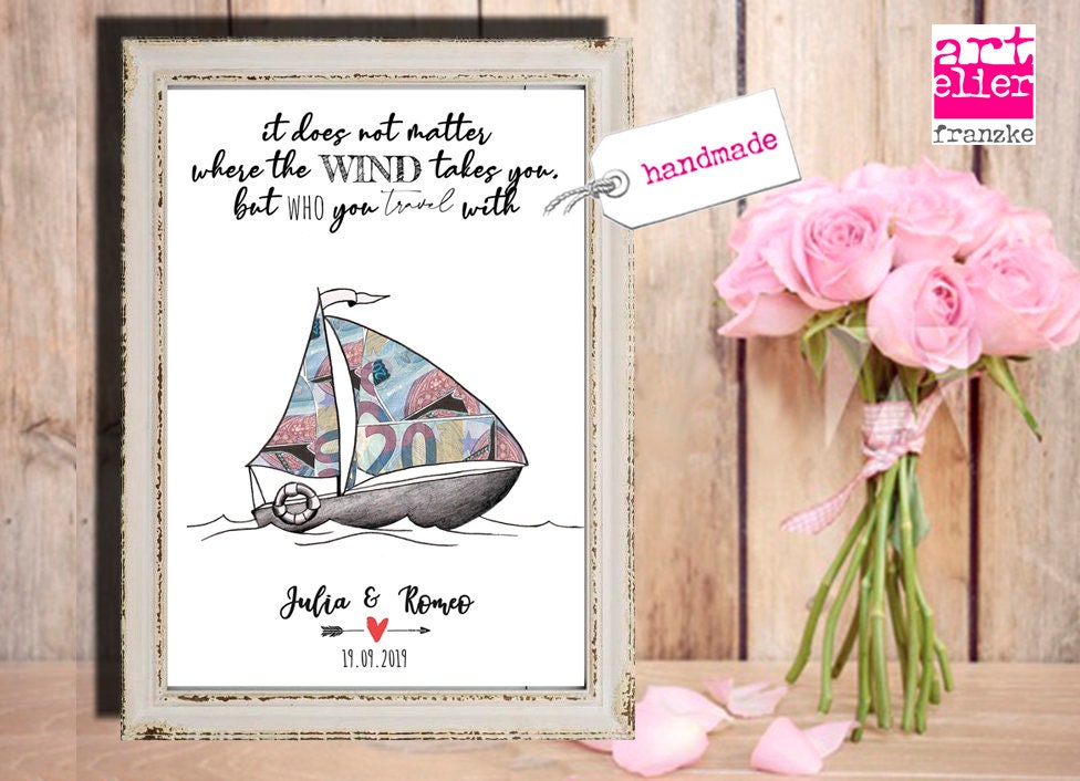 Geldgeschenk HOCHZEIT Segelboot Reisegutschein Weltkarte Etsy.de