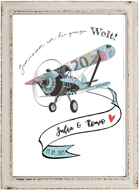 Geldgeschenk HOCHZEIT Weltkarte Flugzeug Reisegutschein Etsy.de