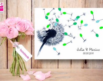 Wedding Tree hand-painted canvas DANDELIUM wedding tree fingerprint picture