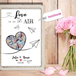Don d’argent MARIAGE Lineart PAPER AVION Bon de voyage coeur