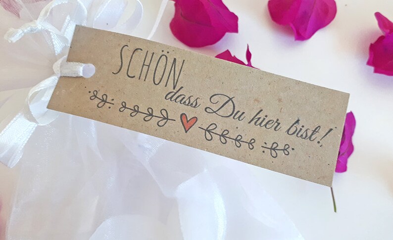 Geschenkeanhänger SCHÖN dass Du hier bist Kraftpapier Hochzeit Taufe