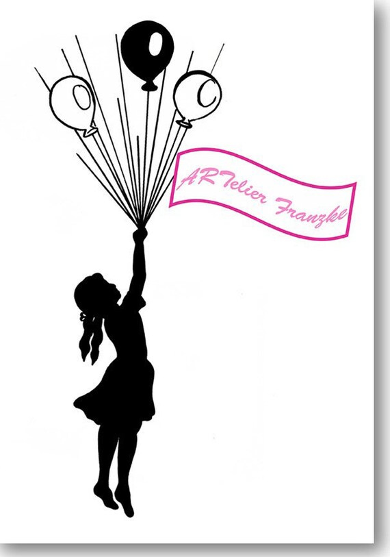 Taufbaum Hand Rysunek Dziewczyna Balony Odcisk Palca Obraz