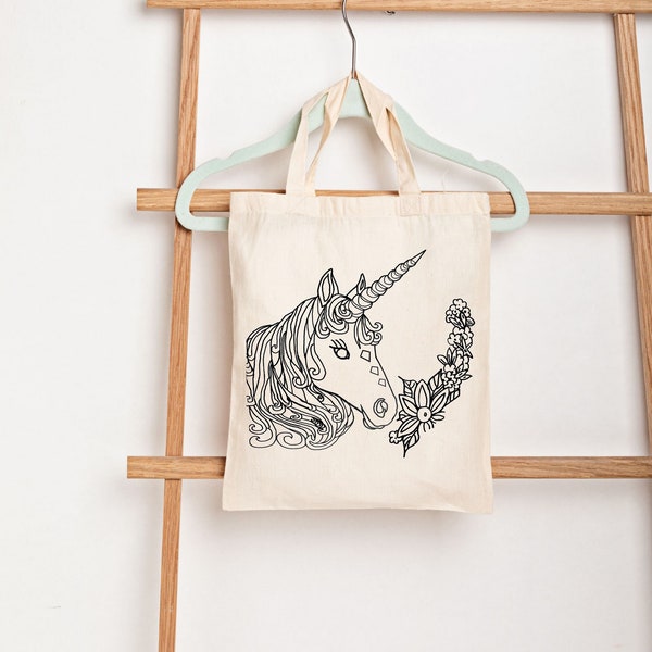 Unicorn Tote Bag|DIY Unicorn Tote Bag Coloring|Easy Unicorn Tote Bag Project|Unicorn Print Tote|Gift for Girls|Unique Memory Gift|Fun Craft