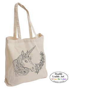 Unicorn Coloring Tote Bag: DIY Cotton Fabric Art Project for Kids