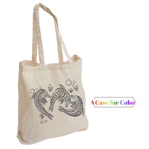 Color Your Own Dolphin Tote Bag, Just Beachy, Beach Bag, Pool Tote, DIY Fabric Art, Fabric Embellish, Personalized Gift for Grandkids