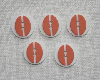 Lot de 5 boutons vintage ronds | Boutons de couleur saumon | Bouton orange | B04