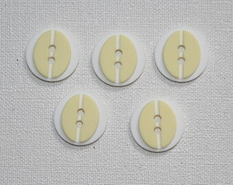 Lot de 5 boutons vintage ronds | Boutons de couleur jaune pâle | B11