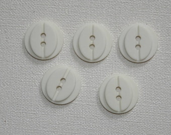 Lot de 5 boutons vintage ronds | Boutons de couleur blanche | boutons ronds blancs |  B12