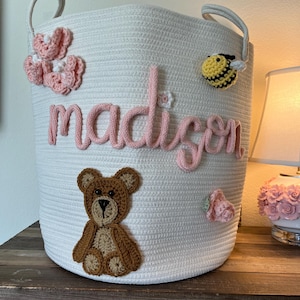 Custom Rope Hamper, Themed Hamper,  Personalized Toy Box, Baby Shower Gift