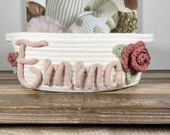 Baby Gift, Customized Rope Basket, Personalized Basket, Baby Gift Basket, Baby Shower Gift, Home Decor, Rose Basket