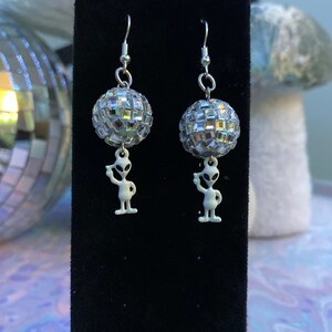 Disco Ball Holographic Alien Earrings