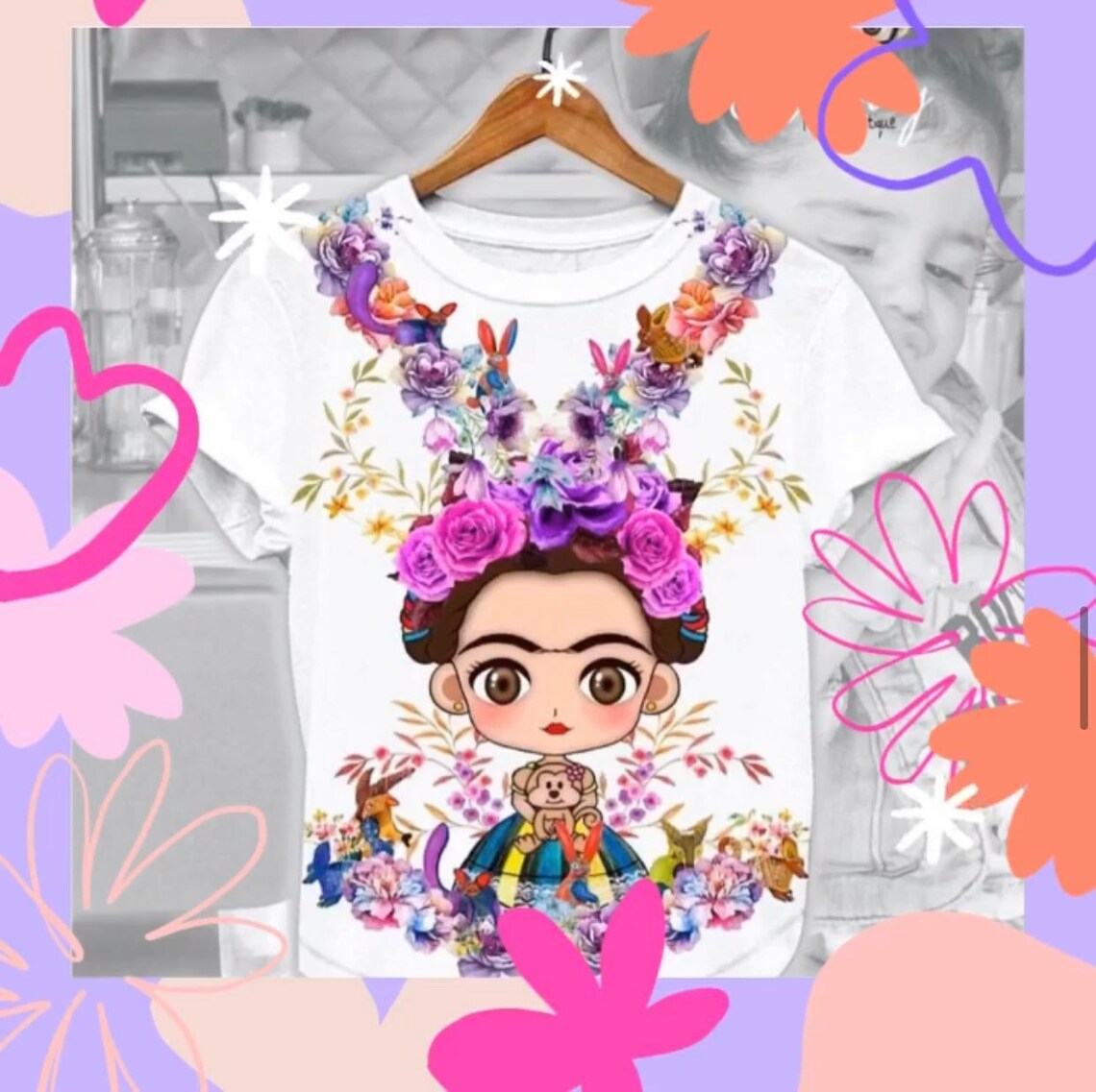 Blasfemus T-shirt voor dames - Frida Kahlo Officiële Sketch Art-stijl (wit-zwart, M