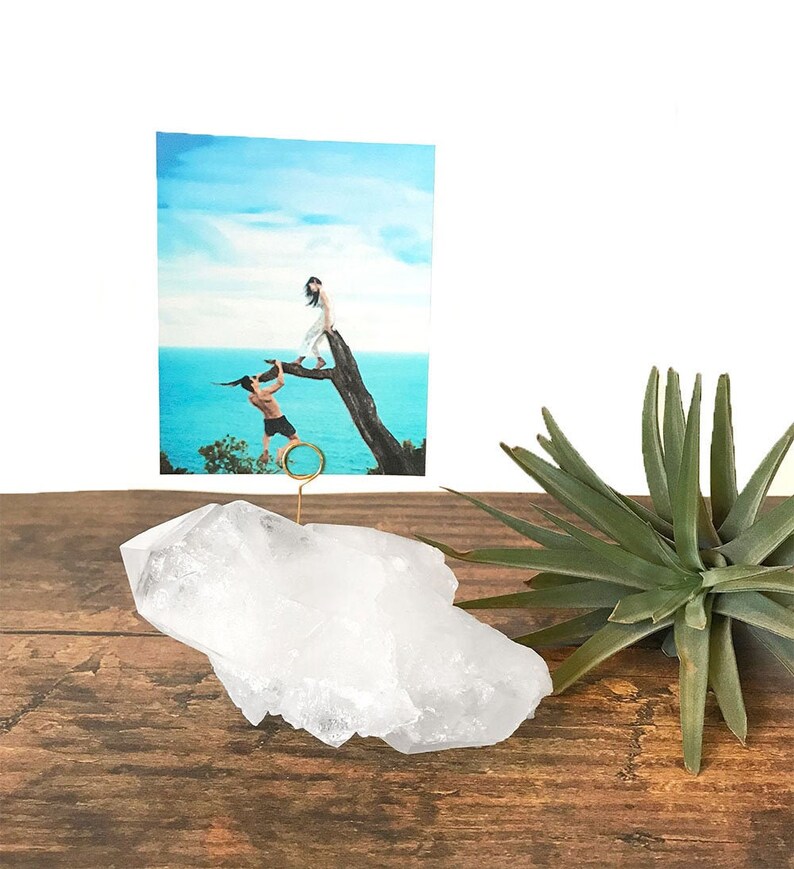 Clear Quartz Crystal Photo Holder Desk Accessories Office Image 0