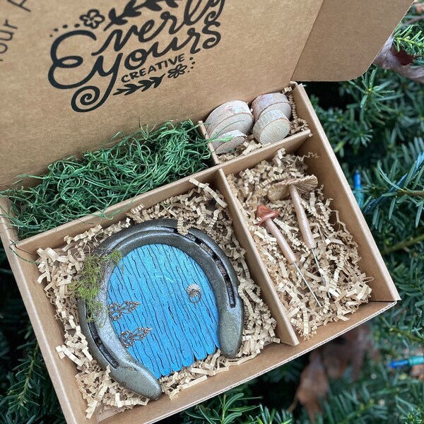 Fairy Home Starter Kit- Blue Door, Fairy door, gnome door