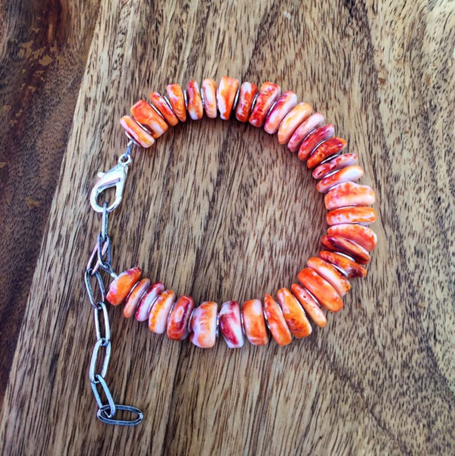orange spiny oyster bracelet