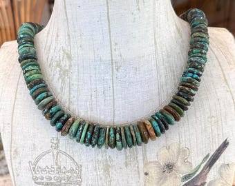 839 - Rustic Earth Colors Turquoise Necklace