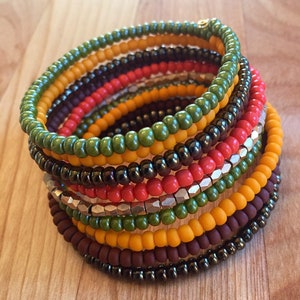 1459 - Autumn Harvest Memory Wire Bracelet
