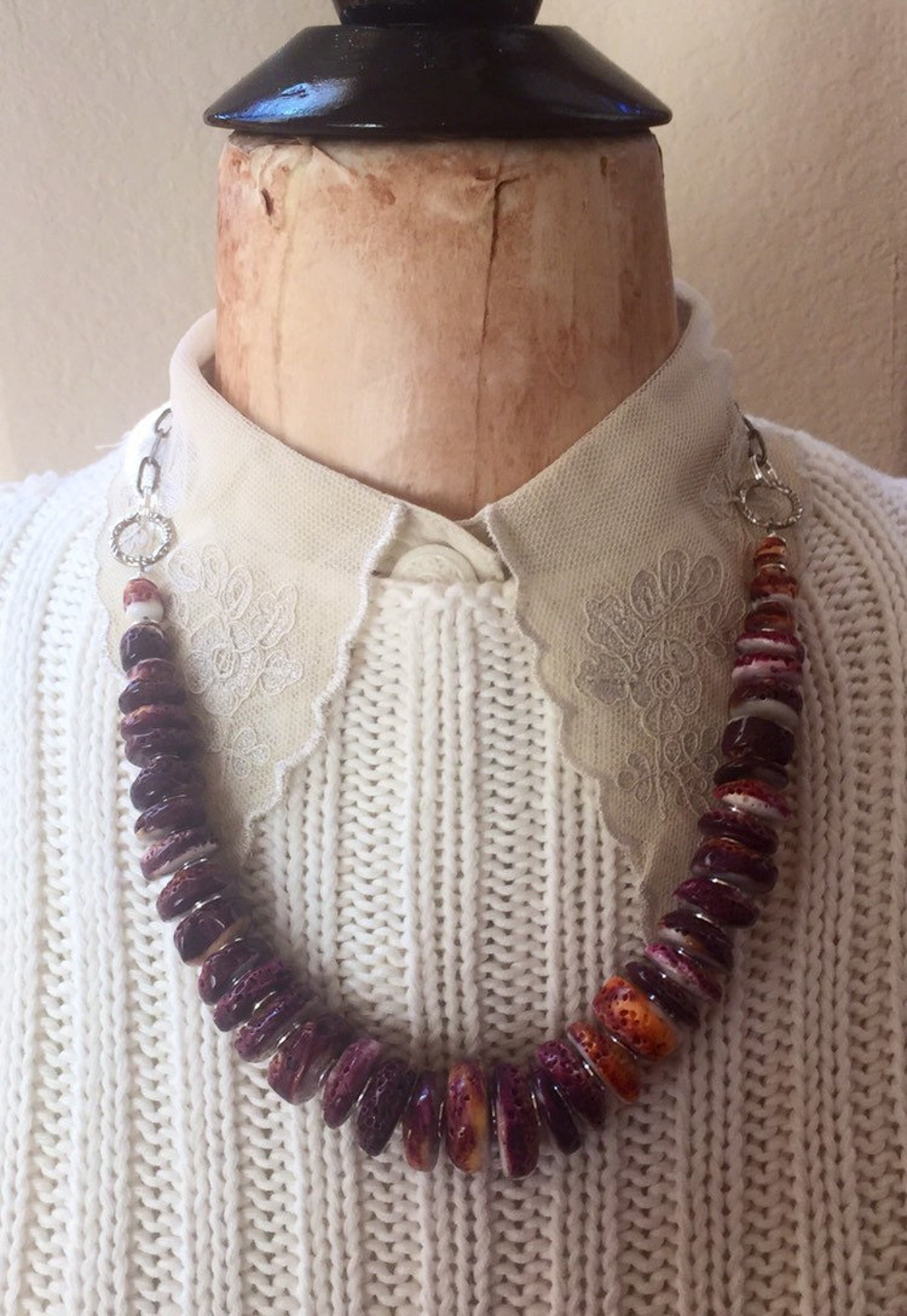 433 Massive Purple Spiny Oyster Necklace Etsy