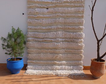 70'' x 50'' Vintage fait main en laine marocaine Handira Boho couverture de mariage 5'10 '' x 4'2 ''