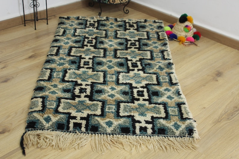 Vintage Mermousha Rug Hand Woven by Berber Berber Carpets.natural rug.berber teppich 55 x 31 inches 140 x 80 Cm Rug Moroccan