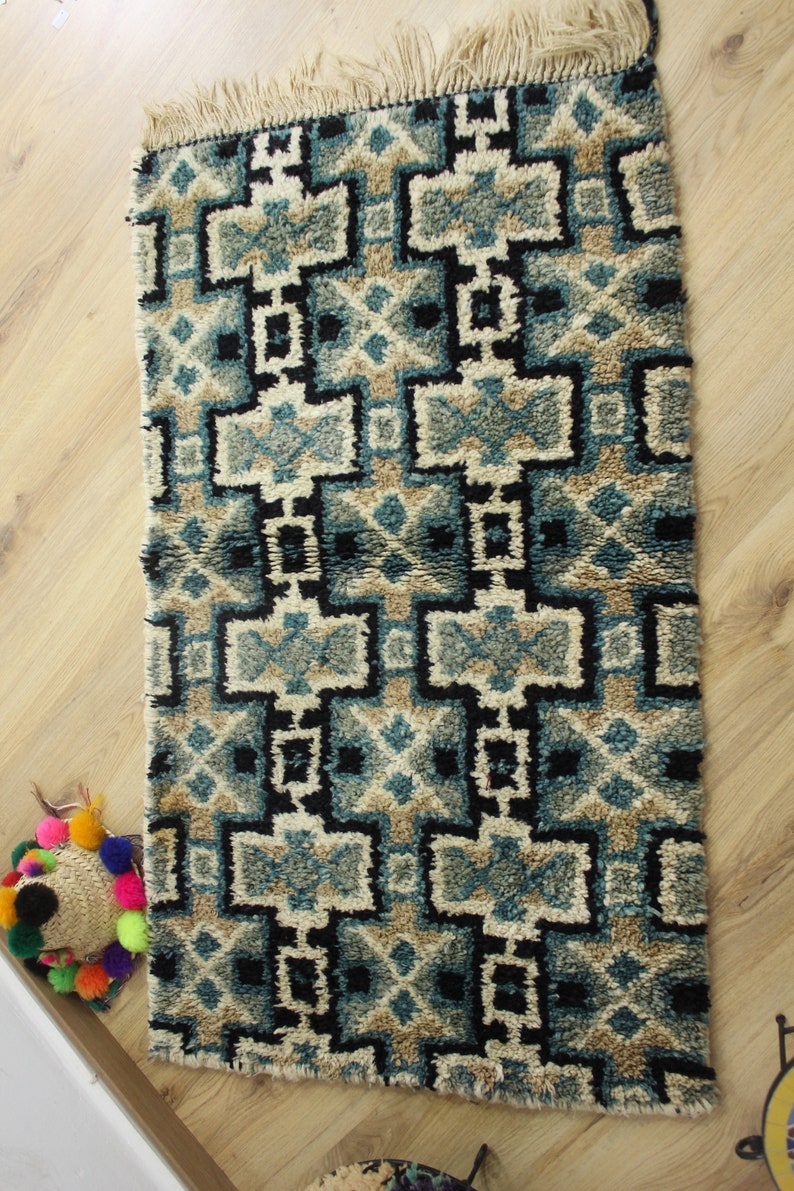 Vintage Mermousha Rug Hand Woven by Berber Berber Carpets.natural rug.berber teppich 55 x 31 inches 140 x 80 Cm Rug Moroccan