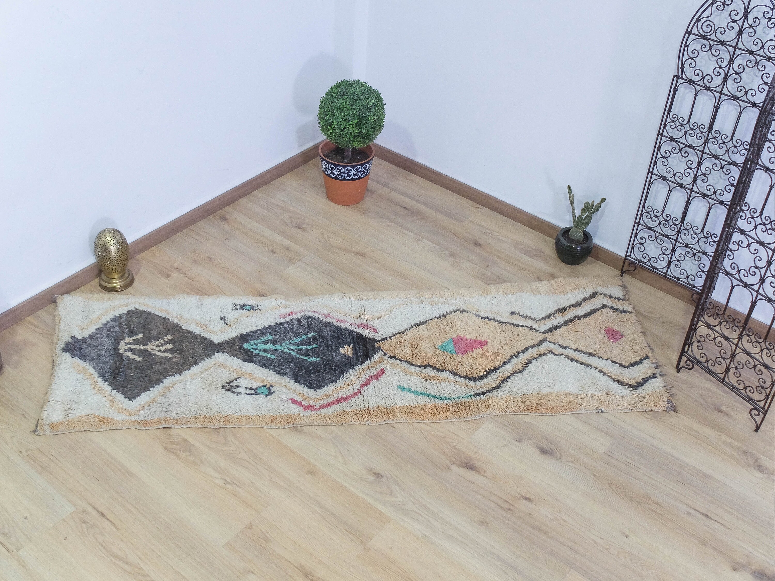 Diameter 120 Cm Round Rug Moroccan 47 inches Vintage Azilal Rug Hand