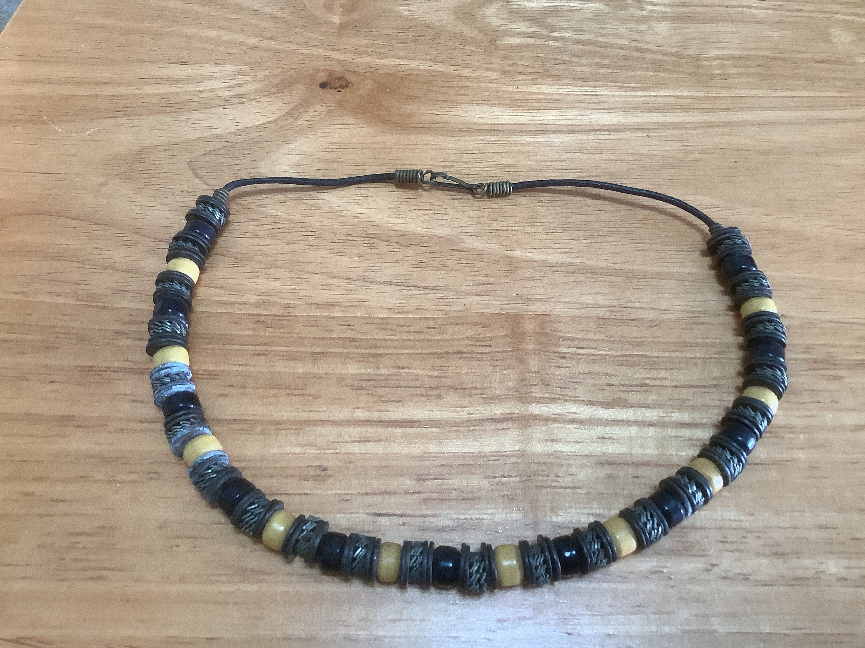 Vintage AFRICAN Metal and Bead Necklace 1980's 18” Long - Etsy