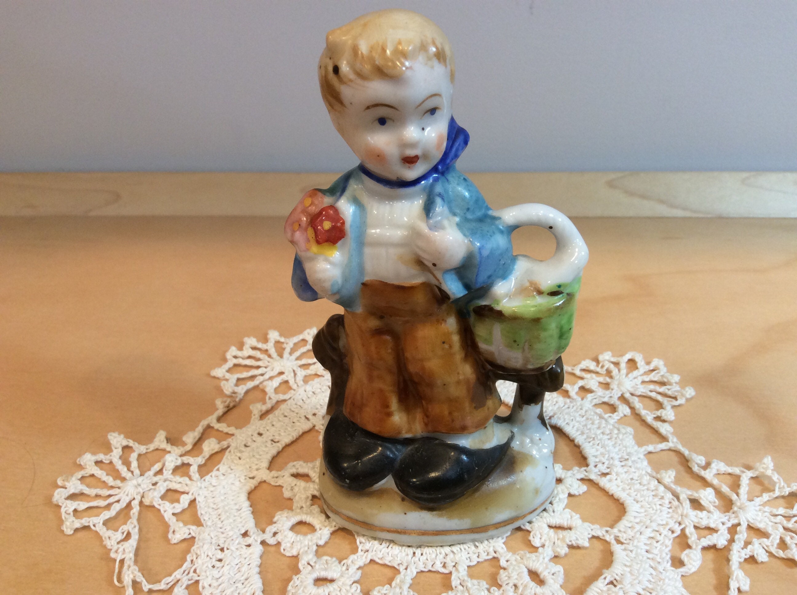 Occupied Japan Vintage Figurine Young Boy Standing Holding Etsy