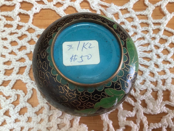 Antique Chinese Cloisonné Enamel Brass Box with F… - image 7