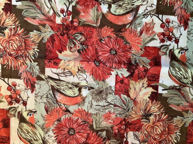 Susan Winget Mums and Marigolds Premium Cotton Fabric 1 Yard