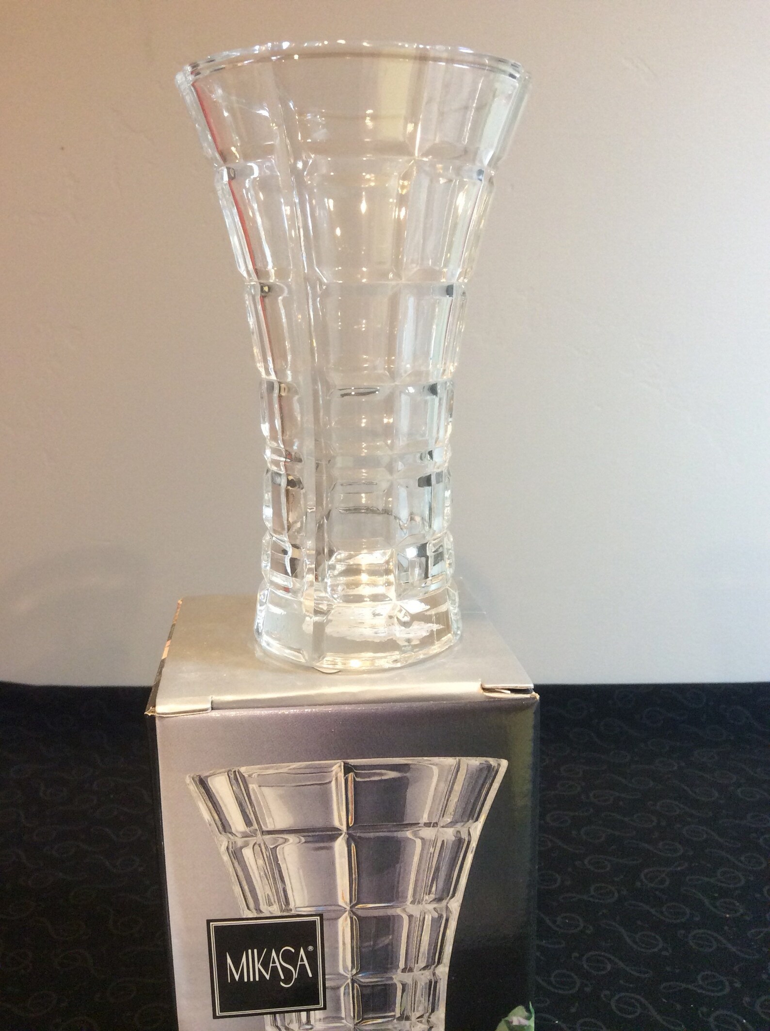 MIKASA Lead Crystal Monarchy Bud Vase Beveled Square Blocks Etsy