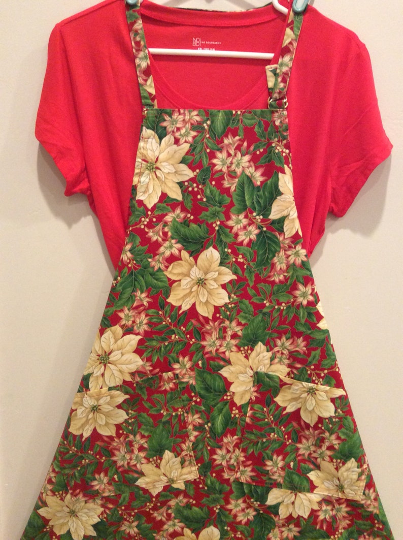 Apron CHRISTMAS Flowers Full Apron Handmade Free Shipping