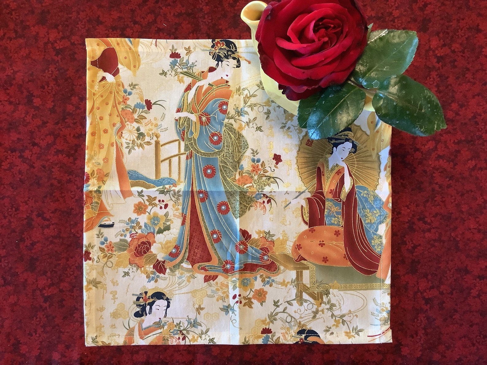 6 Geisha Girl Cloth Napkins Asian Cloth Napkins. Premium Etsy
